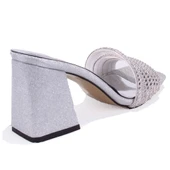 Dagoster DZA07-1284108 Gümüş Topuklu Abiye Kadın Terlik - 4