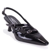 Dagoster DZA07-725491 Siyah Rugan Klasik Topuklu Kadın Ayakkabı - 1