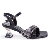 Dagoster DZA07-1284055 Siyah Rugan Şeffaf Topuklu Abiye Kadın Ayakkabı - 2