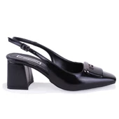 Dagoster DZA07-11363017 Siyah Rugan Klasik Topuklu Kadın Ayakkabı - 2