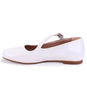 Dagoster DZA07-115055 Beyaz Rugan Günlük Babet Kadın Ayakkabı - 3