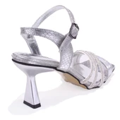 Dagoster DZA07-1284058 Gümüş Kısa Topuklu Abiye Kadın Ayakkabı - 4