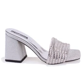 Dagoster DZA07-1284108 Gümüş Topuklu Abiye Kadın Terlik - 2