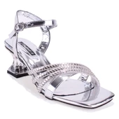 Dagoster DZA07-1284055 Gümüş Şeffaf Topuklu Abiye Kadın Ayakkabı - 1