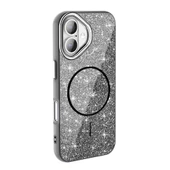 iPhone 16 Kılıf Magsafe Şarj Özellikli Parlayan Simli Okso Kapak - 11
