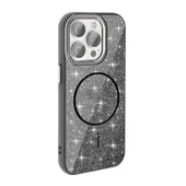 iPhone 15 Pro Kılıf Magsafe Şarj Özellikli Parlayan Simli Okso Kapak - 11