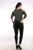 Kadın Taş İşlemeli Kot Pantolon Siyah 49122 - 3