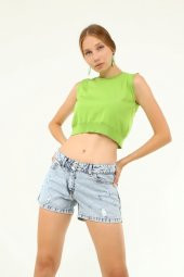 Laria Jeans Lati Denim Gri Şort - 3