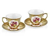 Vintage Bone Porselen Çay Fincan Seti 2 Kişilik Yazdızlı 4 Parça - 1