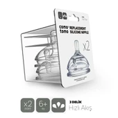 Nessiworld Comotomo Silikon 2'Li Biberon Emziği Hızlı Akış 6+ Ay thumbnail 1