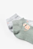 Nessiworld Nessiworld Bibaby Biorganic Cat 2'Li Yaş Patik Çorap 68427 Mint Gri - 2