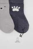 Nessiworld Bistyle Bear Penye Soket Çorap 2'Li BS10116 Gri - 3