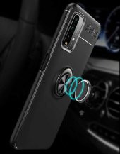 Xiaomi Redmi Note 9 4G Kılıf Yüzüklü Standlı Manyetikli Silikon - 6