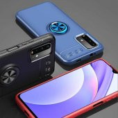 Xiaomi Redmi Note 9 4G Kılıf Yüzüklü Standlı Manyetikli Silikon - 10