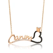 KENPAZAR 925 Ayar Gümüş Canım Yazılı Tek Taş Kalp Kadın Gümüş Kolye - 1