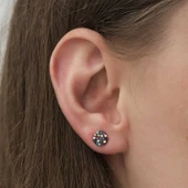 KENPAZAR 925 Ayar Gümüş Mix Taşlı Daire Küpe - 2