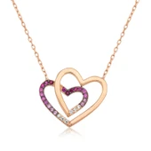 KENPAZAR 925 Ayar Gümüş İki Kalp Kadın Gümüş Kolye - 1