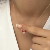 KENPAZAR 925 Ayar Gümüş Rose Minimal Kelebek Kadın Gümüş Kolye - 5