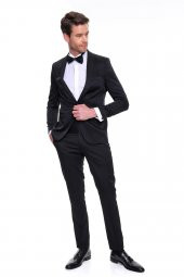 Morven Erkek Guisa Slimfit Jakarlı Smokin Siyah - 5