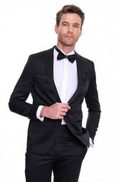 Morven Erkek Guisa Slimfit Jakarlı Smokin Siyah - 7