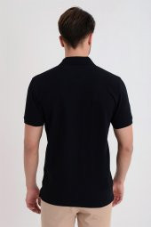 Morven Erkek Basic Polo Yaka Armürlü T-Shirt Lacivert - 3