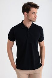 Morven Erkek Basic Polo Yaka Armürlü T-Shirt Lacivert - 5