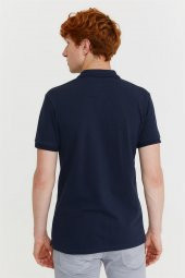 Morven Erkek Basic Polo Yaka Armürlü T-Shirt Lacivert - 10