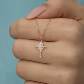 KENPAZAR 925 Ayar Gümüş Rose Kutup Yıldızı Kadın Gümüş Kolye - 1