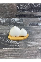 Hometarz Porselen 2 li Tuzluk Baharatlık Set Bambu Stantlı Kalpli - 3