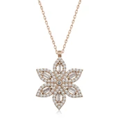 KENPAZAR 925 Ayar Gümüş Rose Nergiz Çiçeği Kadın Gümüş Kolye - 1