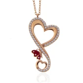 KENPAZAR Gümüş Rose Kalpli Kelebek Kadın Kolye - 2