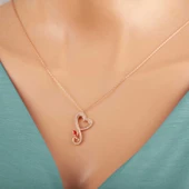 KENPAZAR Gümüş Rose Kalpli Kelebek Kadın Kolye - 3