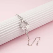 KENPAZAR Gümüş Manolya Çiçeği Kelebek Kadın Bileklik - 1