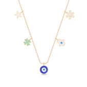 KENPAZAR 925 Ayar Gümüş Rose Nazarlı Şans Kadın Kolye - 1