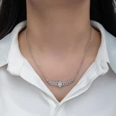 KENPAZAR Gümüş Gurmet Zincirli Baget Taşlı Kadın Kolye thumbnail 5