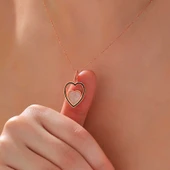 KENPAZAR 925 Ayar Gümüş Rose Kalp Kadın Kolye thumbnail 2