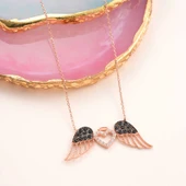 KENPAZAR 925 Ayar Gümüş Kanatlı Kalp Kadın Kolye thumbnail 1