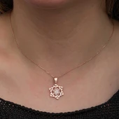 KENPAZAR 925 Ayar Gümüş Rose Kar Tanesi Kadın Kolye - 5
