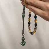 KENPAZAR Gümüş Kazaz Püsküllü Sıkma Kehribar Tesbih thumbnail 3