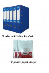 Noki Mavi Geniş Klasör Plastik 5 adet ve Poşet Dosya 2 Paket - 1