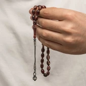 KENPAZAR Gümüş Kazaz Püsküllü Sıkma Kehribar Tesbih - 4