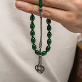 KENPAZAR Gümüş Kazaz Püsküllü Sıkma Kehribar Tesbih - 2