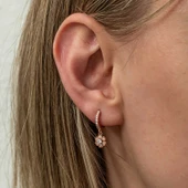 KENPAZAR Gümüş Sallantılı Rose Minimal Çiçek Kadın Küpe - 4