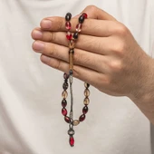 KENPAZAR Gümüş 1000 Ayar Kazaz Püsküllü Sıkma Kehribar Tesbih - 1