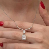KENPAZAR Gümüş Baget Taşlı Gerdanlık Model Kadın Kolye - 1