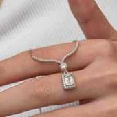 KENPAZAR Gümüş Baget Taşlı Gerdanlık Model Kadın Kolye - 5