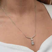KENPAZAR Gümüş Baget Taşlı Gerdanlık Model Kadın Kolye - 4