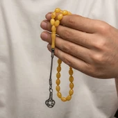 KENPAZAR Gümüş Kazaz Püsküllü Sıkma Kehribar Tesbih - 4