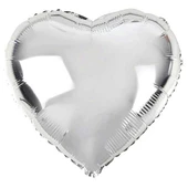 KENPAZAR Parti Kalp Şekilli Gümüş Renk Toptan Folyo Balon 45 cm 10 Adet - 2