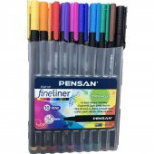 Fineliner Kalem 10 Renk Plastik Kutu 0.4mm Keçe Uçlu Kalem Pensan Fineliner 6500HP 0.4mm Keçe Uçlu Kalem - 1